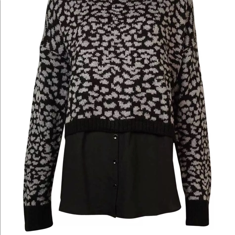 Kensie animal print sweater blouse XL black Grey - Picture 4 of 8